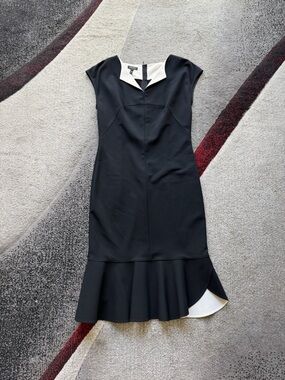 Escada Black Flounced Hem Sheath Dress